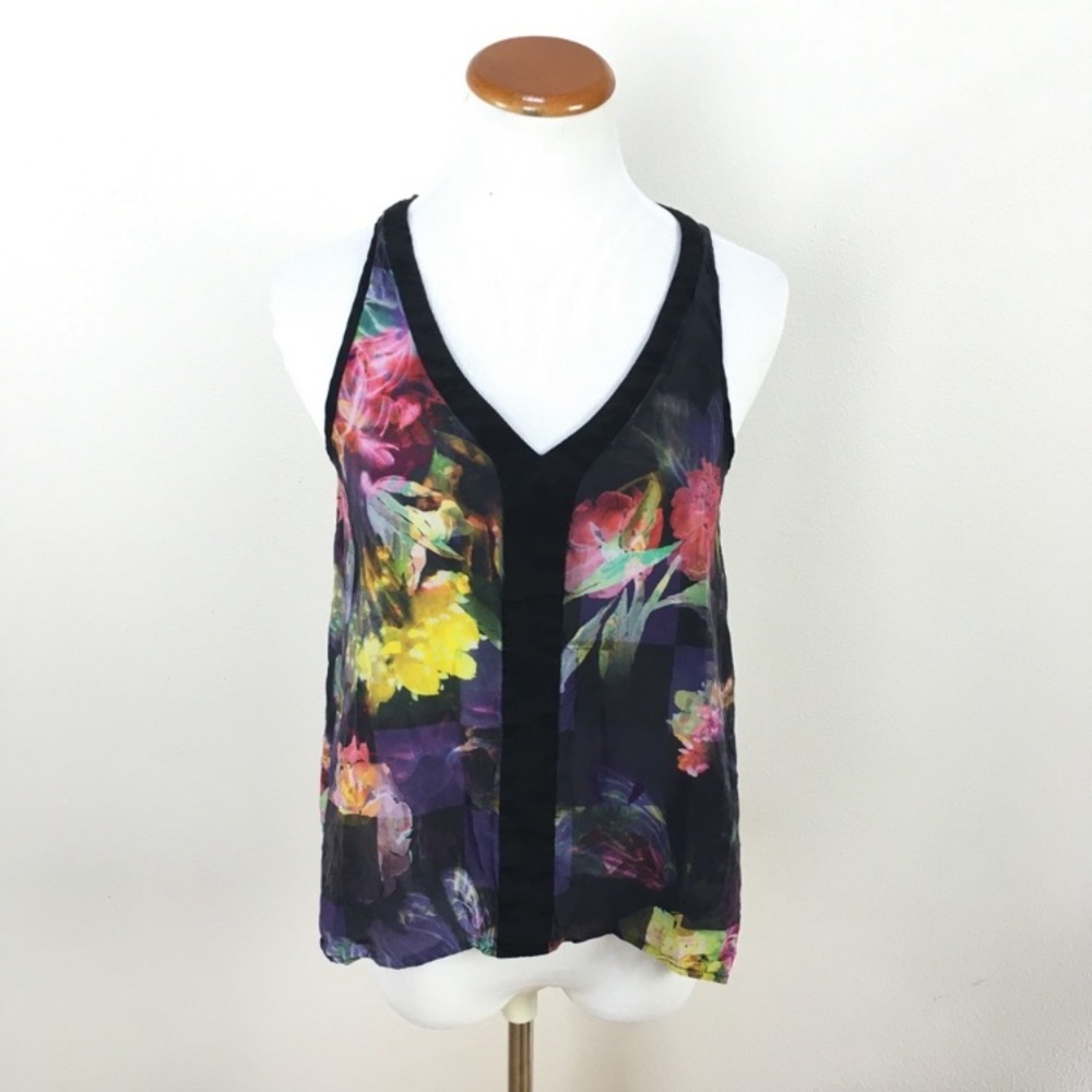 Aritzia Talulah‎ Silk Floral Sleeveless Tank Top Women’s sz Medium